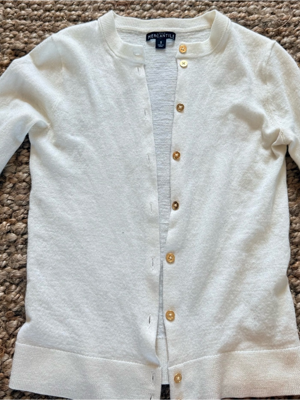 J. Crew Cream Button-Front Cardigan with Gold Buttons size s